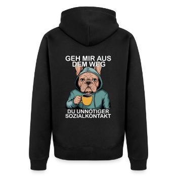 Contact social inutile Drôle de français - Veste à capuche bio Premium Unisexe - noir - Dos - Nico (187cm)