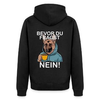 Avant de demander Aucun allemand drôle - Veste à capuche bio Premium Unisexe - noir - Dos - Nico (187cm)
