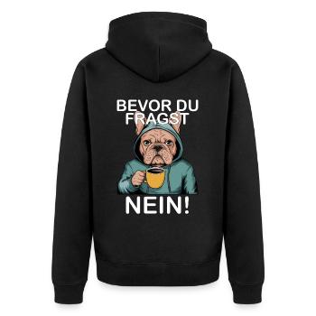 Avant de demander No Funny French - Veste à capuche bio Premium Unisexe - noir - Dos - Nico (187cm)