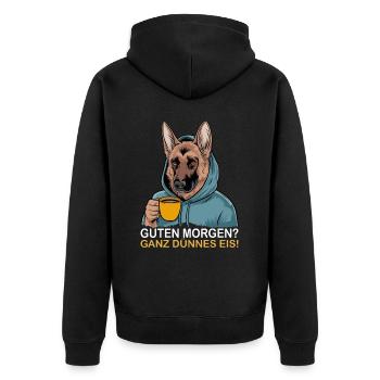 Bonjour très mince glace drôle allemand - Veste à capuche bio Premium Unisexe - noir - Dos - Nico (187cm)