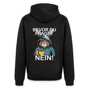 Before You Ask No Funny Rabbit Bunny - Unisex Premium Organic Zip Hoodie - black - Back - Nico (187cm)