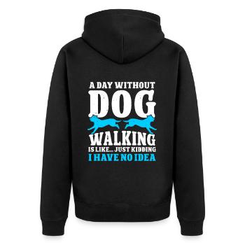 Dog Walker Professional Pet Sitter Dog Walking - Unisex Premium Bio Zip Hoodie - Schwarz - Hinten - Nico (187cm)
