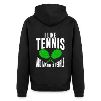 Tennis Player - Unisex Premium Bio Zip Hoodie - Schwarz - Hinten - Nico (187cm)