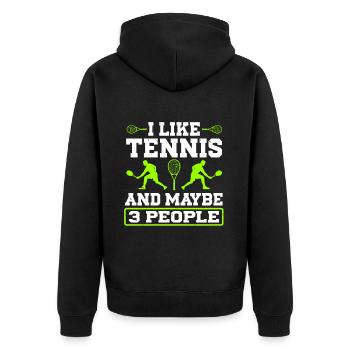 Tennis Player - Unisex Premium Bio Zip Hoodie - Schwarz - Hinten - Nico (187cm)