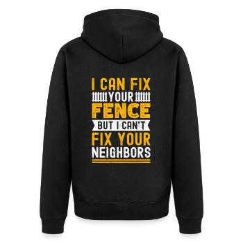 Zauninstallateur Zaunbauer Fence Installer - Unisex Premium Bio Zip Hoodie - Schwarz - Hinten - Nico (187cm)
