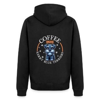 Kaffee und Kerry Blue Terrier - Unisex Premium Bio Zip Hoodie - Schwarz - Hinten - Nico (187cm)
