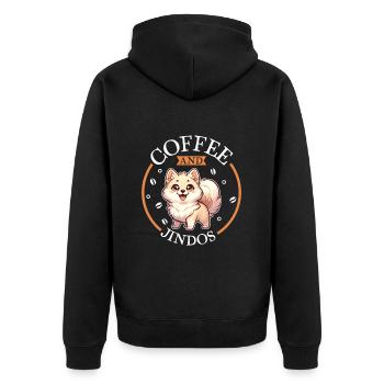 Coffee and Korea Jindo Dog - Unisex Premium Organic Zip Hoodie - black - Back - Nico (187cm)