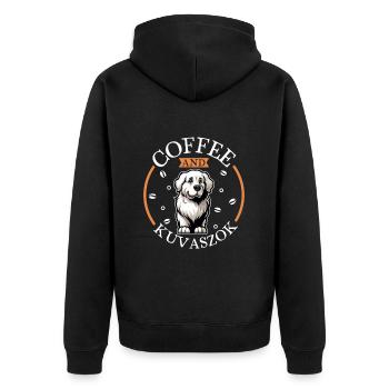 Kaffee und Kuvasz - Unisex Premium Bio Zip Hoodie - Schwarz - Hinten - Nico (187cm)