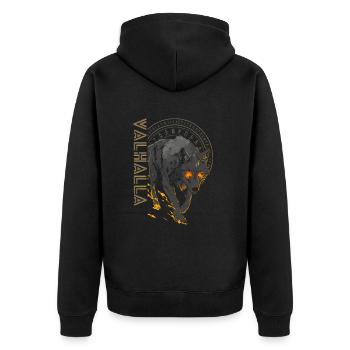 Runen Vegvisir Wolf Nordische Kultur Walhalla - Unisex Premium Bio Zip Hoodie - Schwarz - Hinten - Nico (187cm)