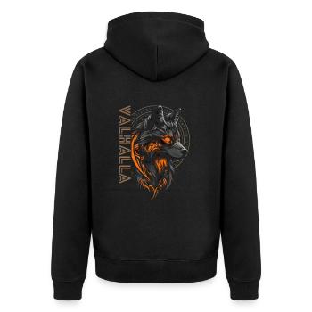 Wolf Vegvisir Runen Nordische Mythologie Walhalla - Unisex Premium Bio Zip Hoodie - Schwarz - Hinten - Nico (187cm)