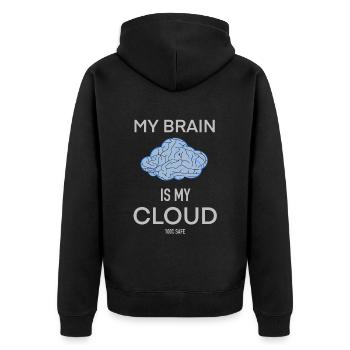 Netzwerk - Cloud - Unisex Premium Bio Zip Hoodie - Schwarz - Hinten - Nico (187cm)