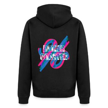 Achterbahn - Roller Coaster - Unisex Premium Bio Zip Hoodie - Schwarz - Hinten - Nico (187cm)