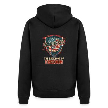VA Nurse VA Nurses: The Backbone Of Freedom - Unisex Premium Organic Zip Hoodie - black - Back - Nico (187cm)