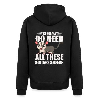 Flying Squirrel Suger Glider Short-headed Glider - Unisex Premium Organic Zip Hoodie - black - Back - Nico (187cm)