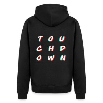 Touchdown - American Football - Unisex Premium Bio Zip Hoodie - Schwarz - Hinten - Nico (187cm)