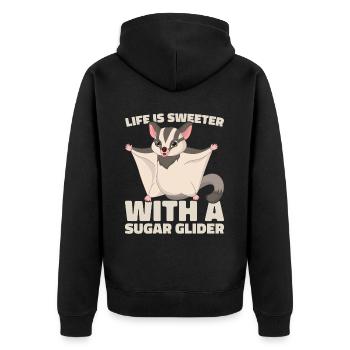 Flying Squirrel Suger Glider Short-headed Glider - Unisex Premium Organic Zip Hoodie - black - Back - Nico (187cm)