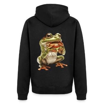 Frog - Unisex Premium Organic Zip Hoodie - black - Back - Nico (187cm)