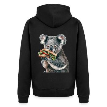 Koala - Unisex Premium Bio Zip Hoodie - Schwarz - Hinten - Nico (187cm)