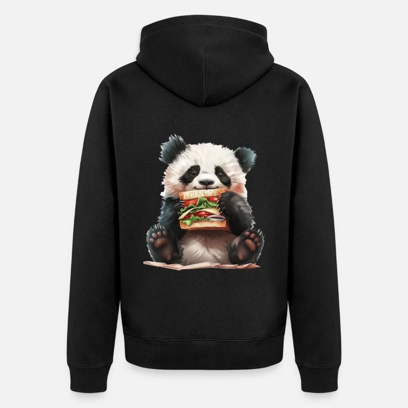 Panda - Unisex Premium Bio Zip Hoodie - Schwarz