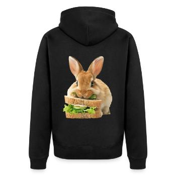 Kaninchen - Unisex Premium Bio Zip Hoodie - Schwarz - Hinten - Nico (187cm)