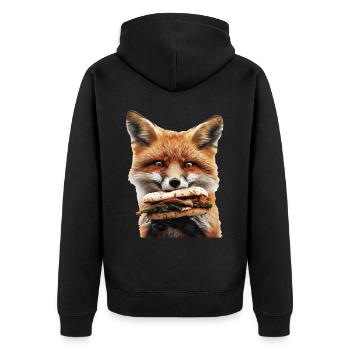 Fuchs - Unisex Premium Bio Zip Hoodie - Schwarz - Hinten - Nico (187cm)