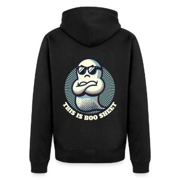 Drôle de fantôme d’Halloween : c’est la feuille Boo - Veste à capuche bio Premium Unisexe - noir - Dos - Nico (187cm)