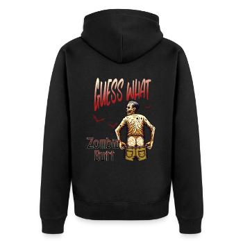 Halloween Fun: Guess What Zombie Butt - Unisex Premium Organic Zip Hoodie - black - Back - Nico (187cm)