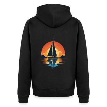 Aventure en voilier au coucher du soleil - Veste à capuche bio Premium Unisexe - noir - Dos - Nico (187cm)