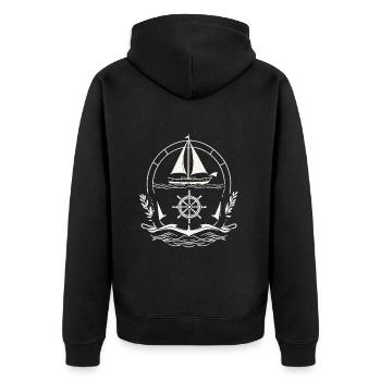 Sailing Adventure Captain Explorer Design - Unisex Premium Organic Zip Hoodie - black - Back - Nico (187cm)