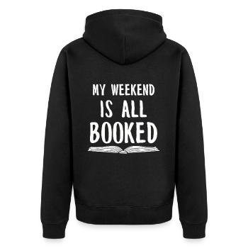 Buch Bücher Bibliothek Literatur Lesen Read Books - Unisex Premium Bio Zip Hoodie - Schwarz - Hinten - Nico (187cm)