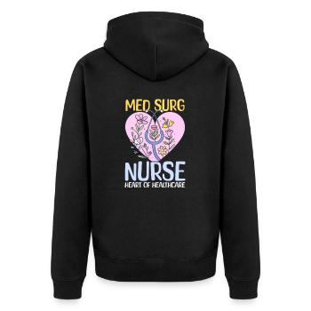 Med Surg Krankenschwester Med Surg Krankenschwester - Herz Von Healthcar - Unisex Premium Bio Zip Hoodie - Schwarz - Hinten - Nico (187cm)