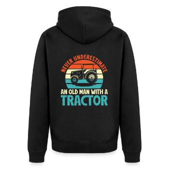 Tracteur agricole Tracteur vintage Farmers - Veste à capuche bio Premium Unisexe - noir - Dos - Nico (187cm)
