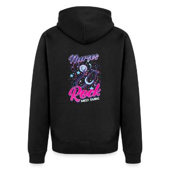 Med Surg Krankenschwester Krankenschwestern Rock Med Surg - Unisex Premium Bio Zip Hoodie - Schwarz - Hinten - Nico (187cm)
