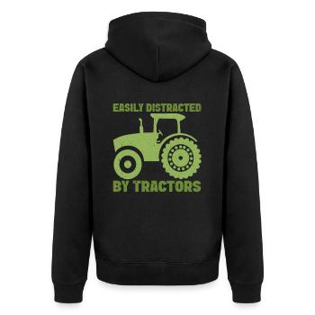 Landwirtschafts Traktor Vintage Traktor Landwirte - Unisex Premium Bio Zip Hoodie - Schwarz - Hinten - Nico (187cm)