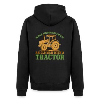 Landwirtschafts Traktor Vintage Traktor Landwirte - Unisex Premium Bio Zip Hoodie - Schwarz - Hinten - Nico (187cm)