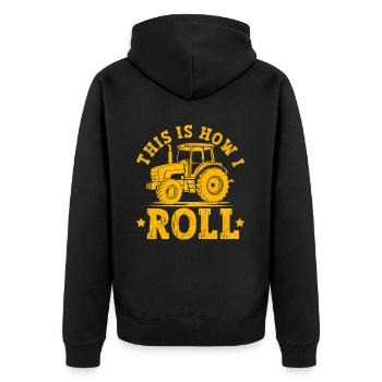 Tracteur agricole Tracteur vintage Farmers - Veste à capuche bio Premium Unisexe - noir - Dos - Nico (187cm)