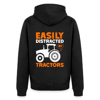 Tracteur agricole Tracteur vintage Farmers - Veste à capuche bio Premium Unisexe - noir - Dos - Nico (187cm)