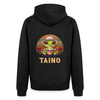 Puerto rican coqui frog taino - Unisex Premium Bio Zip Hoodie - Schwarz - Hinten - Nico (187cm)