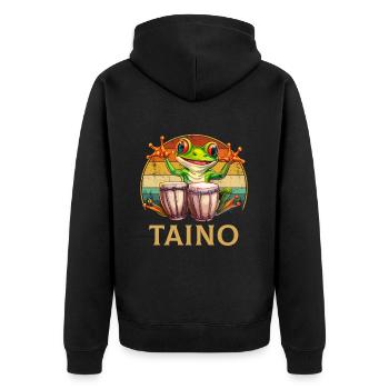 Puerto rican coqui frog taino - Unisex Premium Bio Zip Hoodie - Schwarz - Hinten - Nico (187cm)