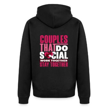 Paare Die Zusammen Soziale Arbeit Machen Bleiben - Unisex Premium Bio Zip Hoodie - Schwarz - Hinten - Nico (187cm)