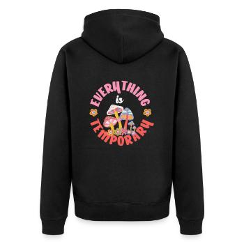Tout n’est que champignons hippies temporaires - Veste à capuche bio Premium Unisexe - noir - Dos - Nico (187cm)