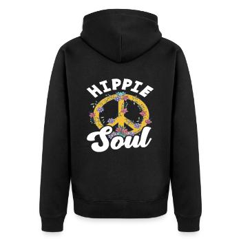 Hippie Soul Paix Symbole Fleurs - Veste à capuche bio Premium Unisexe - noir - Dos - Nico (187cm)