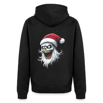 Halloween Geschenk Geist mit Weihnachtsmütze Deko - Unisex Premium Bio Zip Hoodie - Schwarz - Hinten - Nico (187cm)