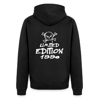 Limited Edition 1990 Geburtstag 1990 Geboren - Unisex Premium Bio Zip Hoodie - Schwarz - Hinten - Nico (187cm)