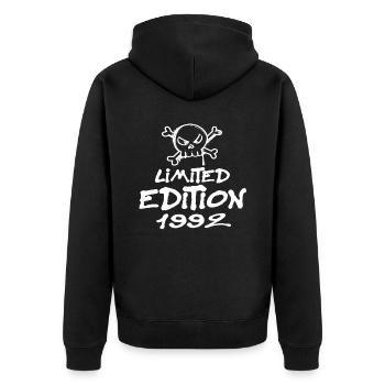 Limited Edition 1992 Geburtstag 1992 Geboren - Unisex Premium Bio Zip Hoodie - Schwarz - Hinten - Nico (187cm)