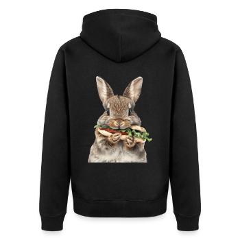 Kaninchen - Unisex Premium Bio Zip Hoodie - Schwarz - Hinten - Nico (187cm)