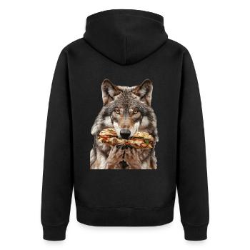 Wolf - Unisex Premium Bio Zip Hoodie - Schwarz - Hinten - Nico (187cm)