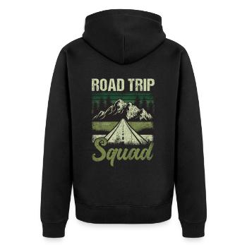 Road Trip Squad - Unisex Premium Bio Zip Hoodie - Schwarz - Hinten - Nico (187cm)