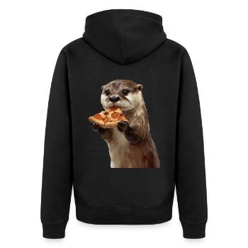 Otter - Unisex Premium Bio Zip Hoodie - Schwarz - Hinten - Nico (187cm)