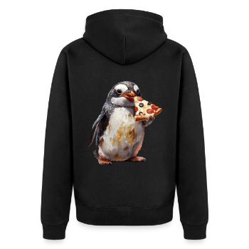 Penguin - Unisex Premium Organic Zip Hoodie - black - Back - Nico (187cm)